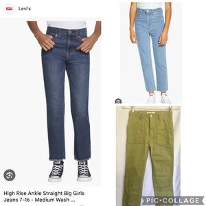3 Pairs Girls Levi’s High Rise Ankle Straight & Ribcage Jeans Size 12 & 14